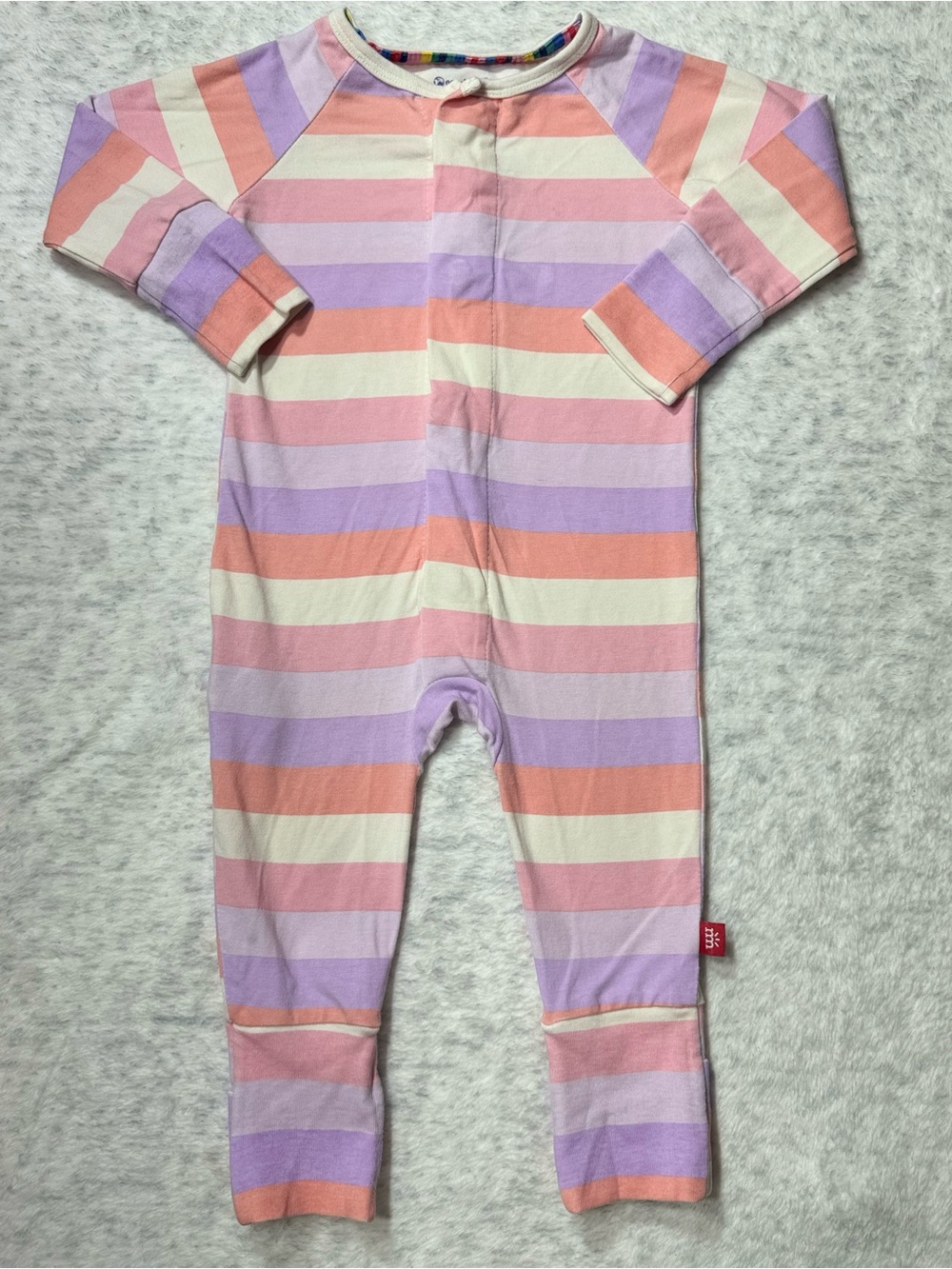 Simply Magnetic Me Rainbow Stripe Footless Sleeper 6-9M Baby Modal Cotton Combo